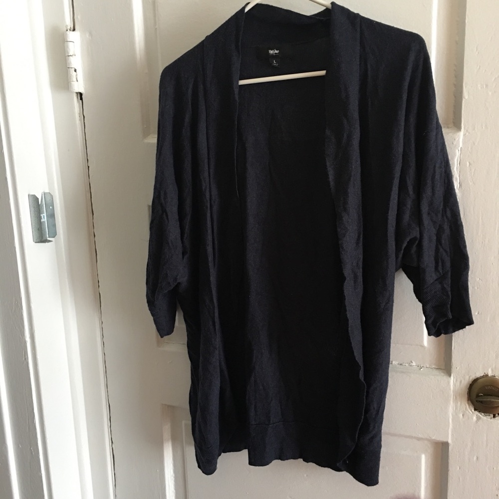 Navy 3/4 sleeve open sweater large